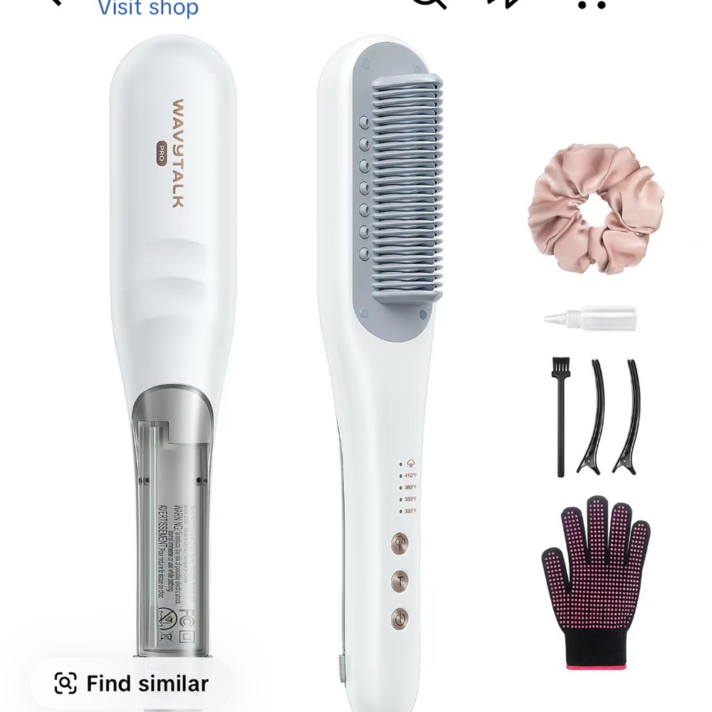 White Hair Straightening Brush Set